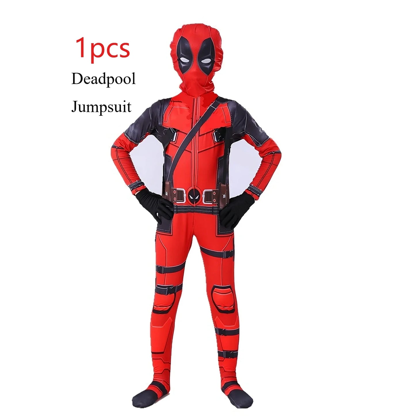 Deadpool Costume Kids Superhero Child Cosplay Costume Swords Jumpsuit