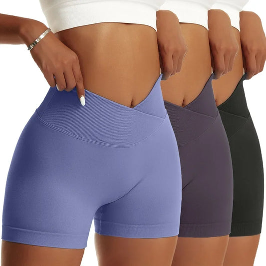 Hip Sports High Elastic Breathable Running Biker Shorts - 3 Pcs