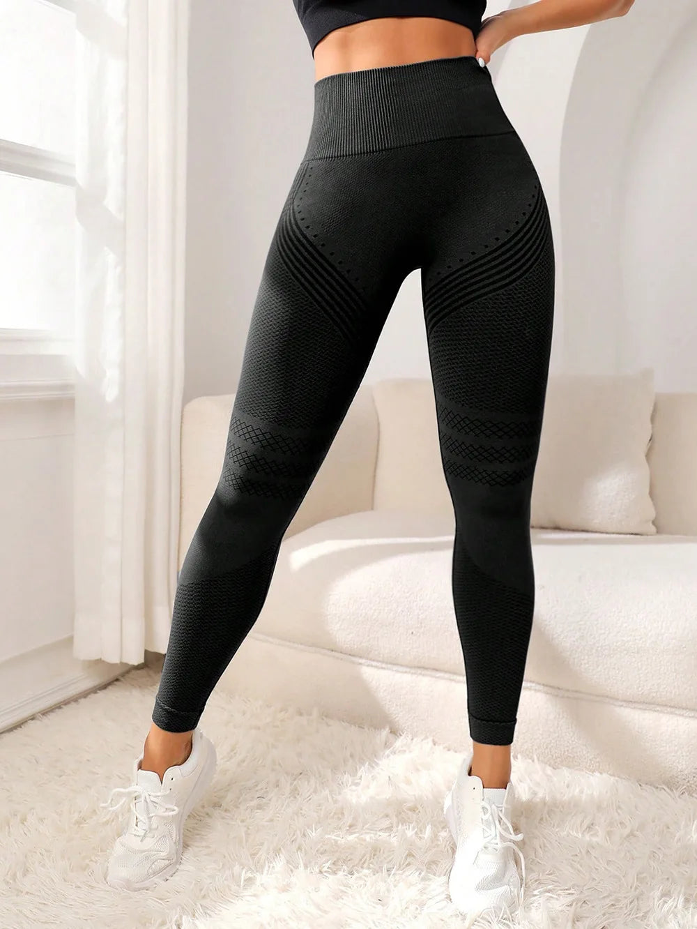 Yoga Buttocks Lifting High Waisted Elastic Fitness Pants with Sexy Lines