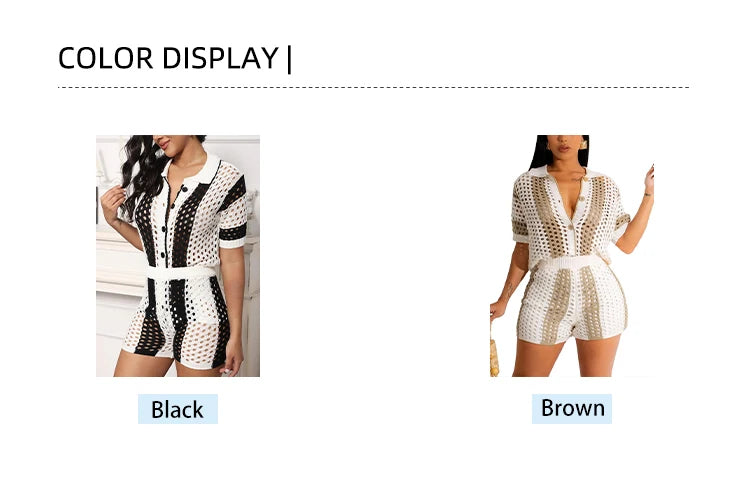 Crochet Button Cardigan and Trousers Beach Cover Up - Plus Size