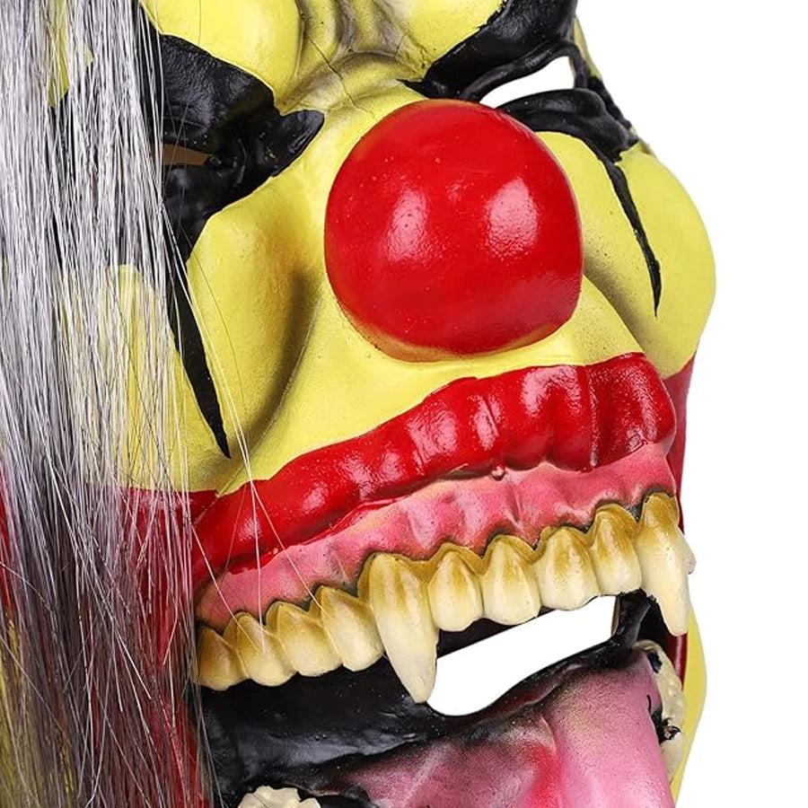 Green Horror Clown Mask with Hair