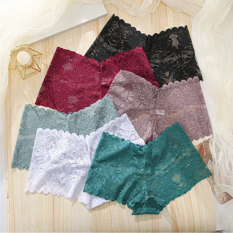 FINETOO Lace Floral Boyshorts - 4pcs