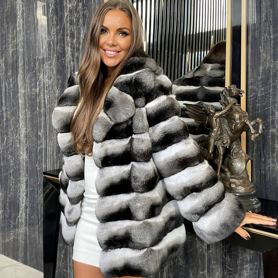Natural Real Rabbit Fur Coat