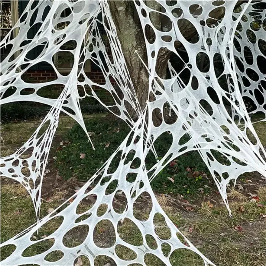 Giant Stretchy Spider Web Halloween Decor 20ft Cobweb Netting Outdoor Scary Indoor Haunt Reusable