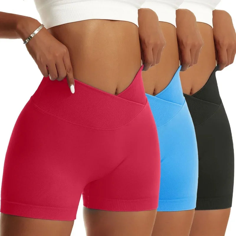 Hip Sports High Elastic Breathable Running Biker Shorts - 3 Pcs