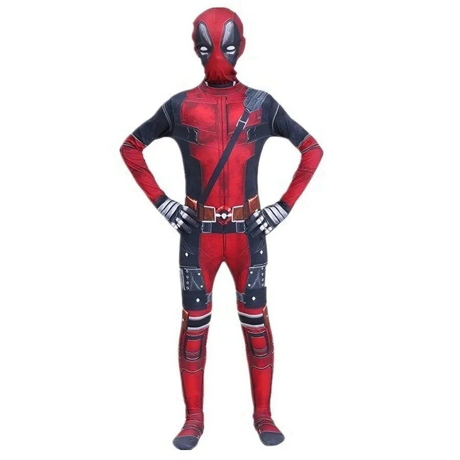 Deadpool Costume Kids Superhero Child Cosplay Costume Swords Jumpsuit