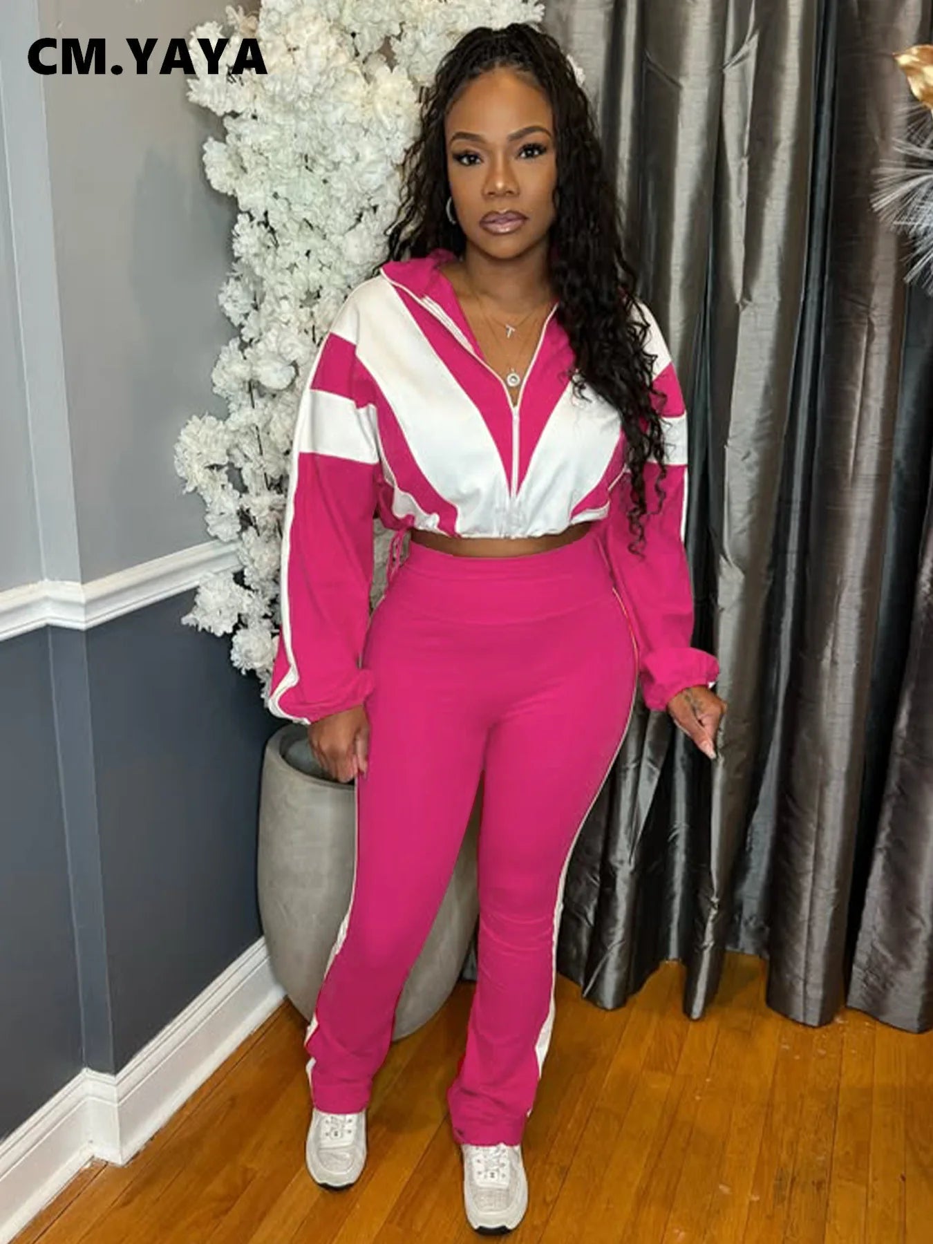 CM.YAYA Active Patchwork Jacket and Long Pants Tracksuit