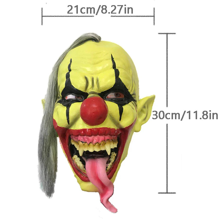 Green Horror Clown Mask with Hair