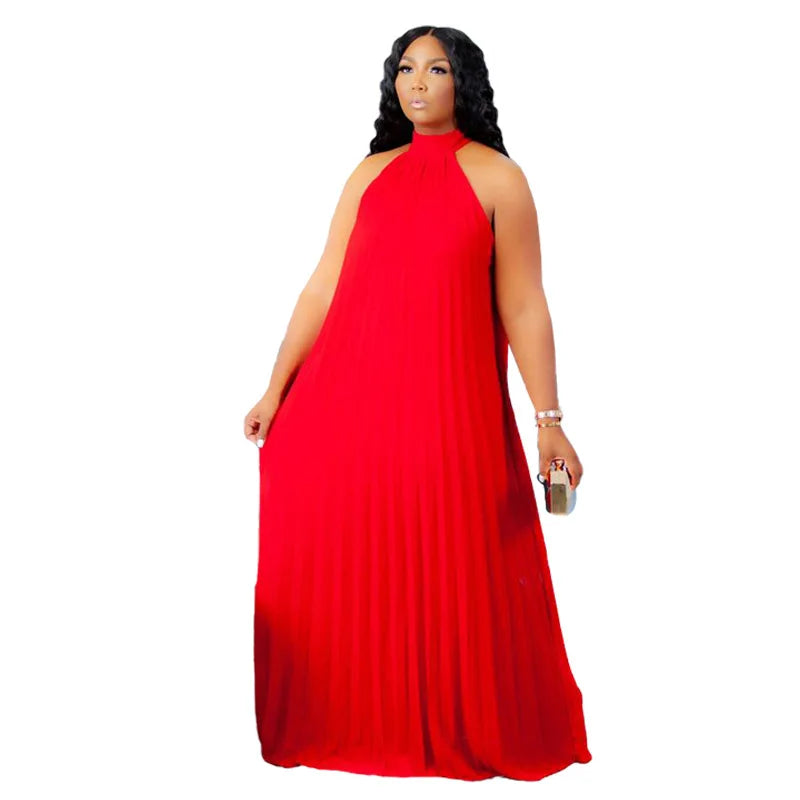 Wmstar Sleeveless Bandage Halter Hollow Out Splited A-line Maxi Dress - Plus Size