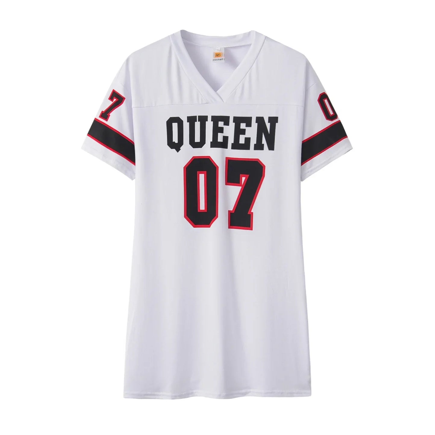 Queen 07 Letter Printed Mid-length T-Shirt Dress