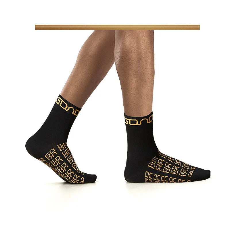 Gold Mid-Length Cotton Socks - 6 pairs