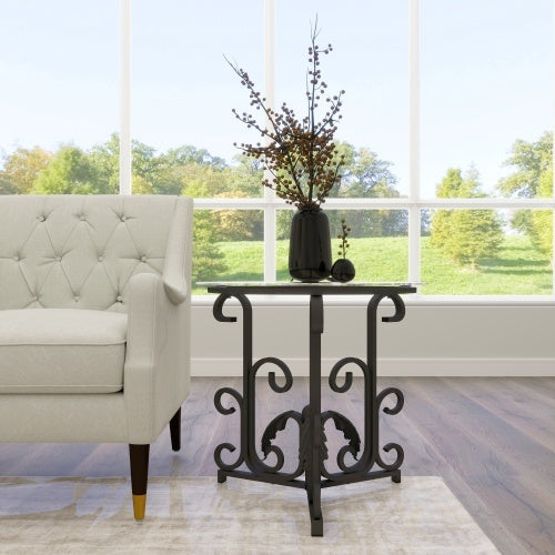 Tempered Glass Surface Coffee Table 3 Piece  Set - Rustic Black
