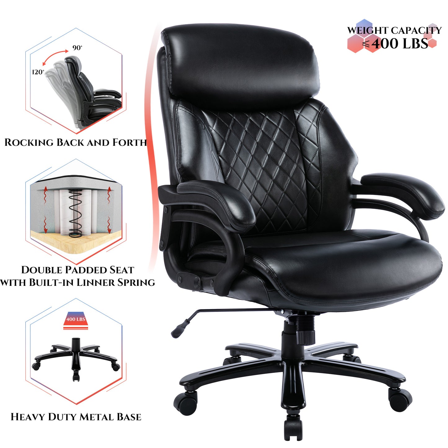 Tall Office Chair - 400lbs Heavy-duty Administrative Desk Chair