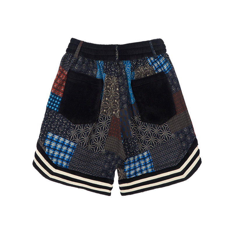 Linen Elastic Waist Panel Basketball Shorts