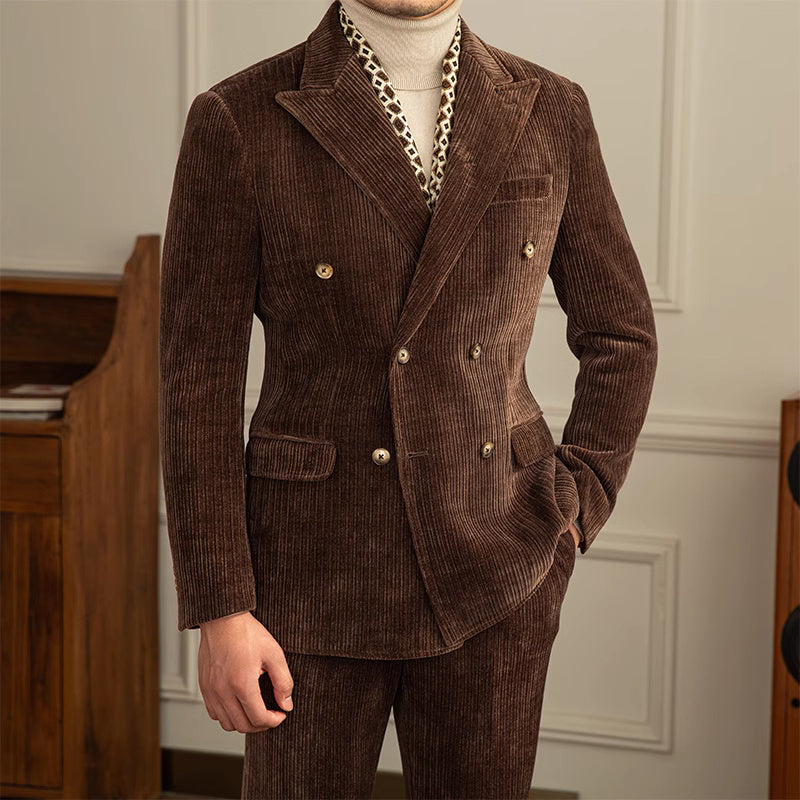 Double Row Buckle Groove Bar Chenier Suit
