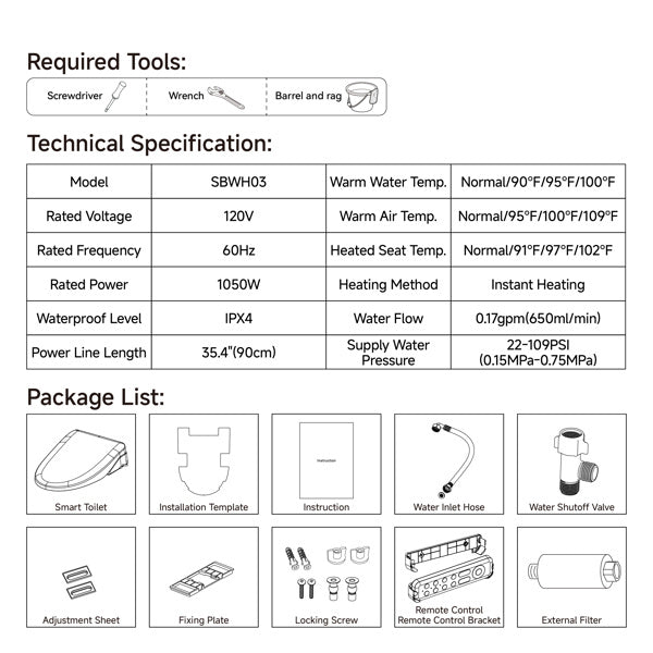 Smart Toilet With Side Knob Adjustable Heated Seat - Water Temperature And Pressure Adjustment Function, Portable Toilet With Automatic Nozzle Cleaning Function