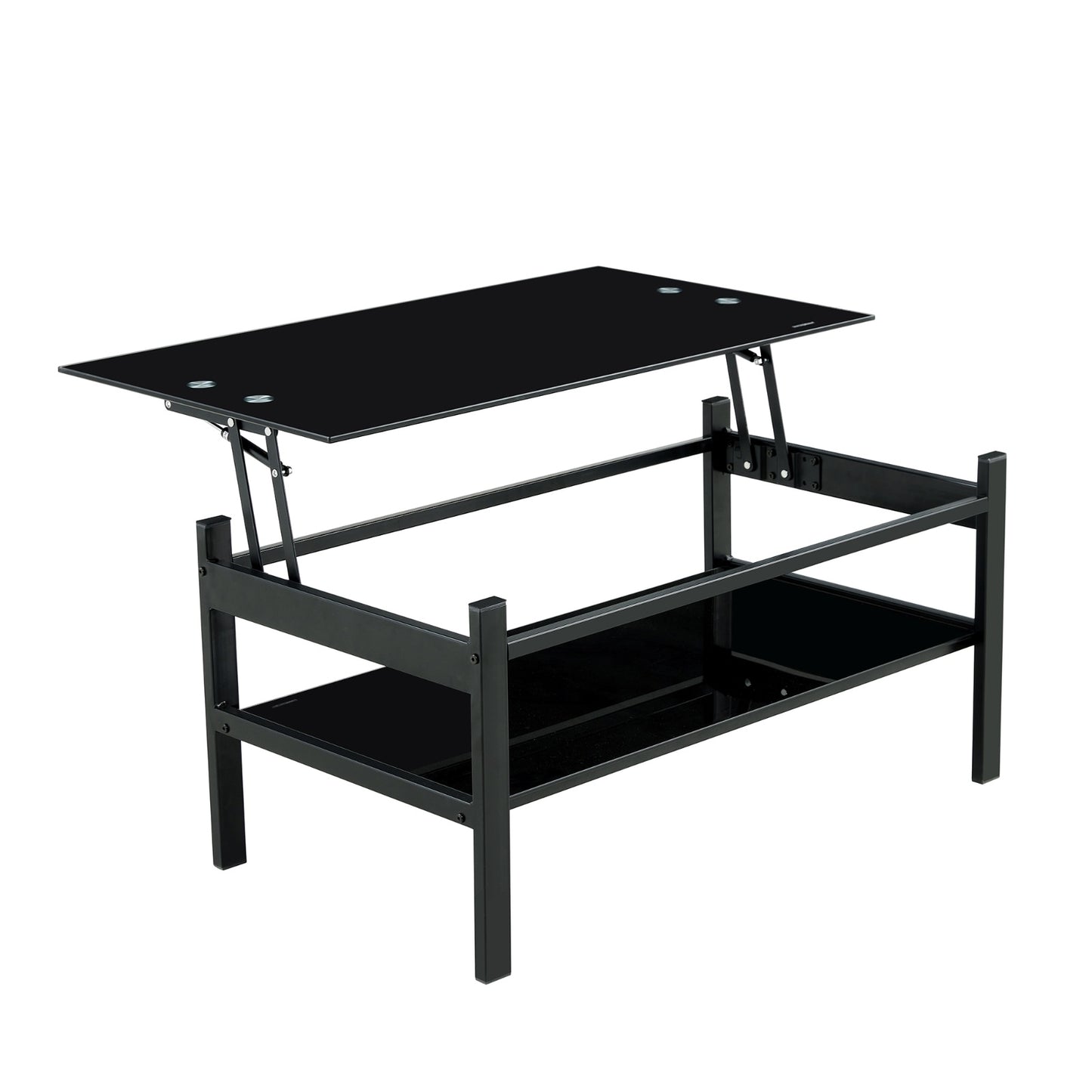Glass Lift Top Coffee Table - 2-Layer Tempered Glass