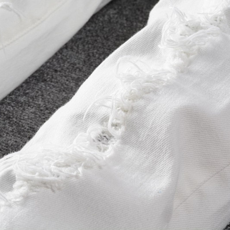 Stretch Hole Studded Patch Jeans