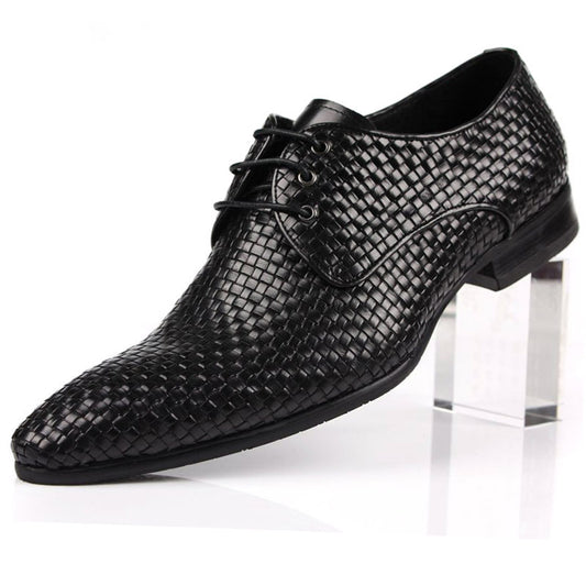 Leather Woven Breathable Pointed Toe Dress Shoes