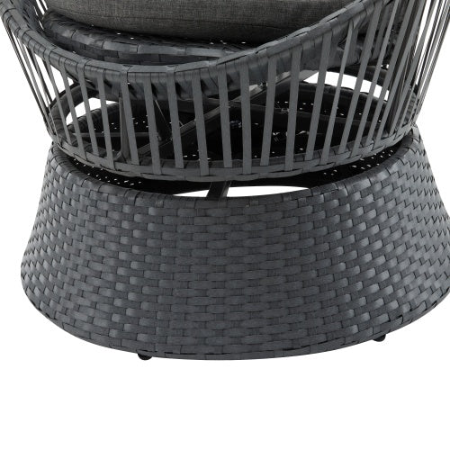 Wicker Lounge Chair With Rattan And Iron Frame