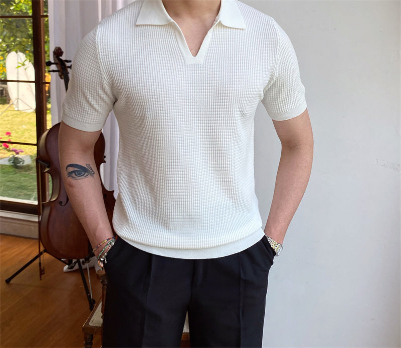 V-neck Lapel Short-sleeved Shirt