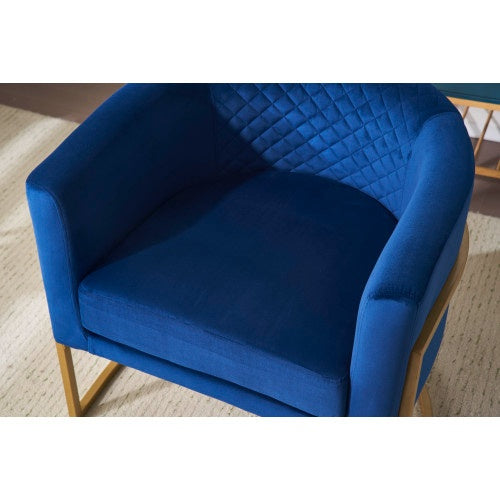 Velvet Gold Metal Bracket Lounge Chair With Curved Backrest