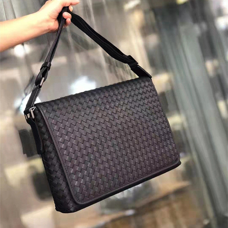 Leather Woven Messenger Bag