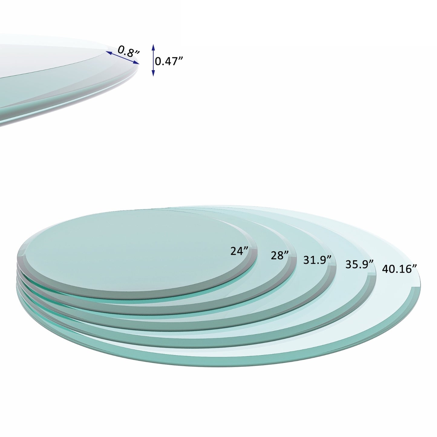 Beveled Polished Edge Round Tempered Glass Table