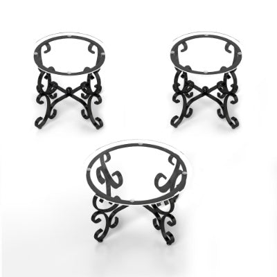Tempered Glass Surface Coffee Table with Round End Side Tables - 3 Piece Set