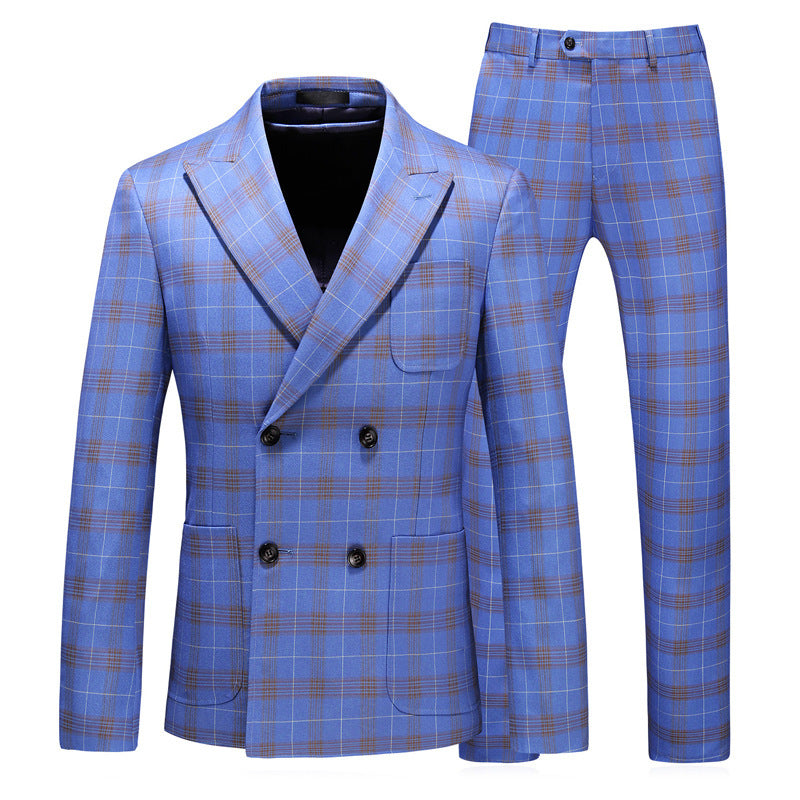 Plaid Double-breasted Three-Piece Suit