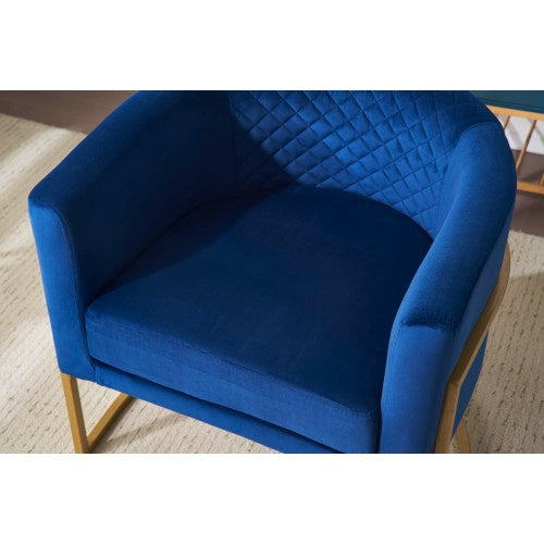 Velvet Gold Metal Bracket Lounge Chair With Curved Backrest