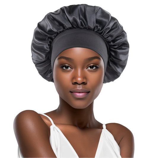 Solid Color Satin Wide Brim Nightcap