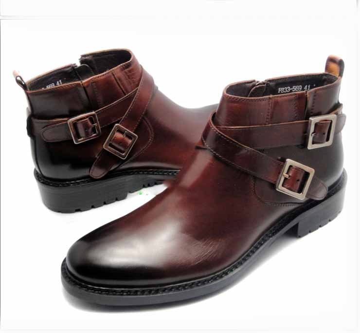 Two Buckle High-Top Leather Boots