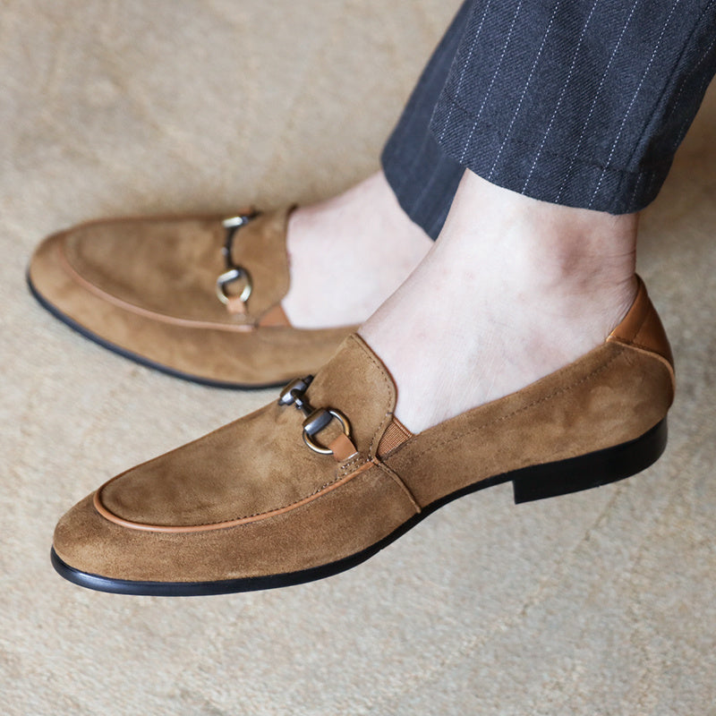 Suede Horsebit Slip-On Dress Shoes