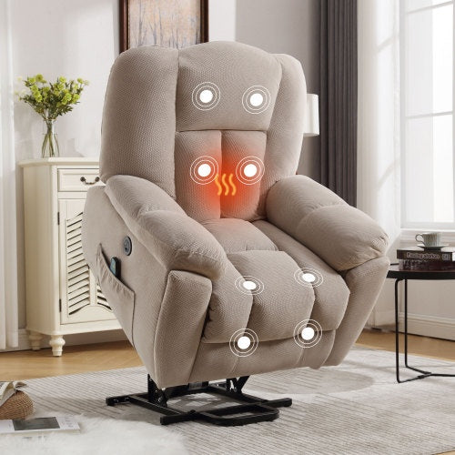 Power Lift Recliner Chair Recliners with Heat And Massage, Infinite Position, Side Pocket and USB Charge Port