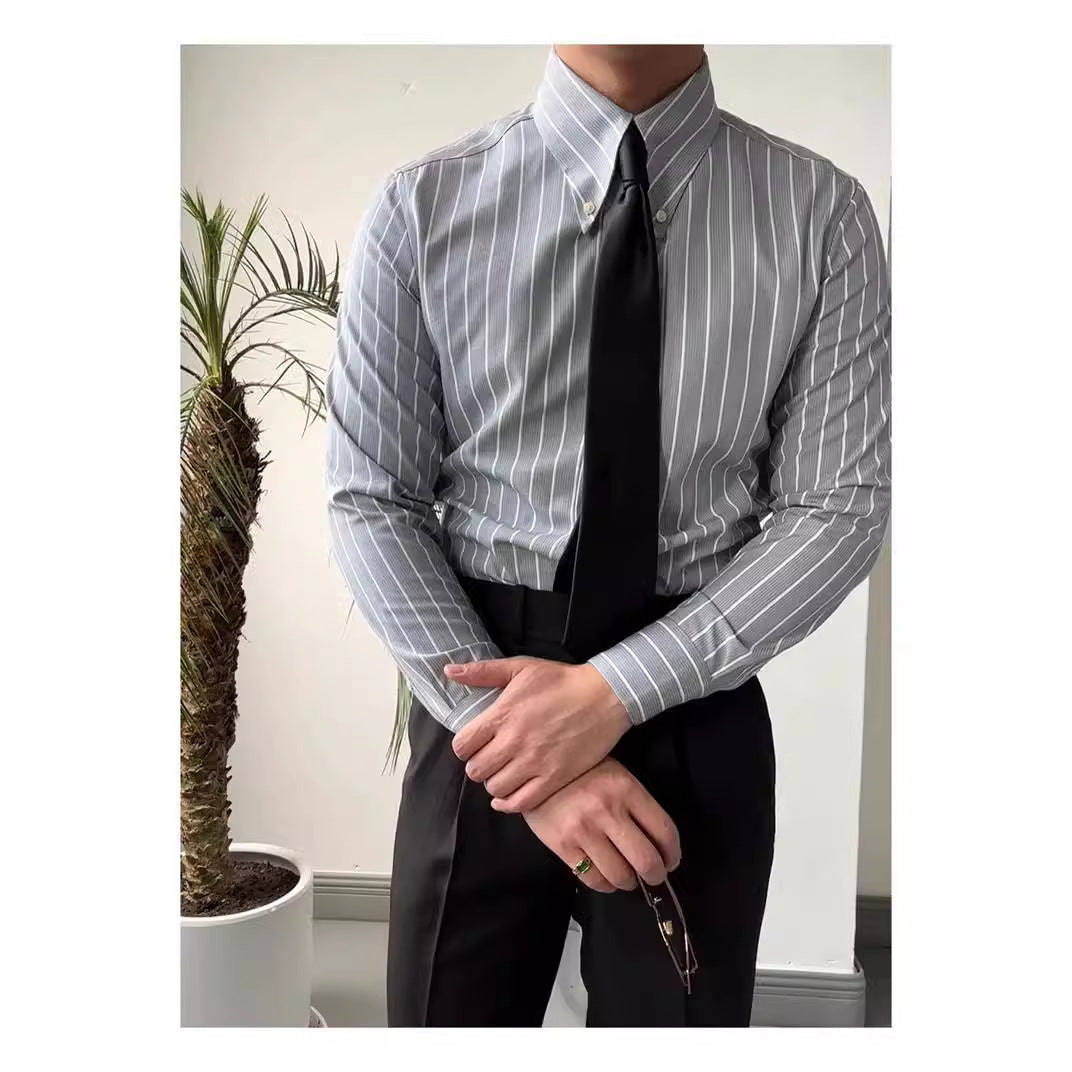 Business Long Sleeve Striped Button Down