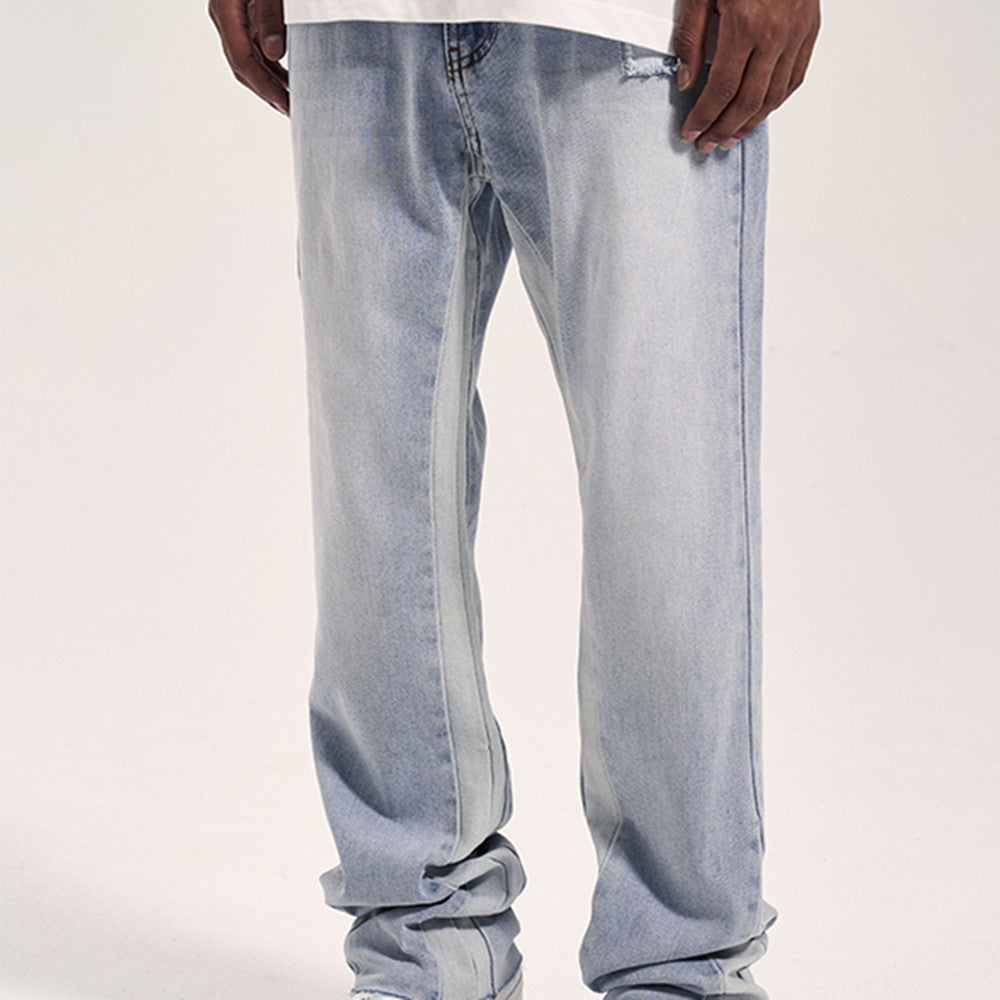 High Street Stitching Contrast Color Jeans