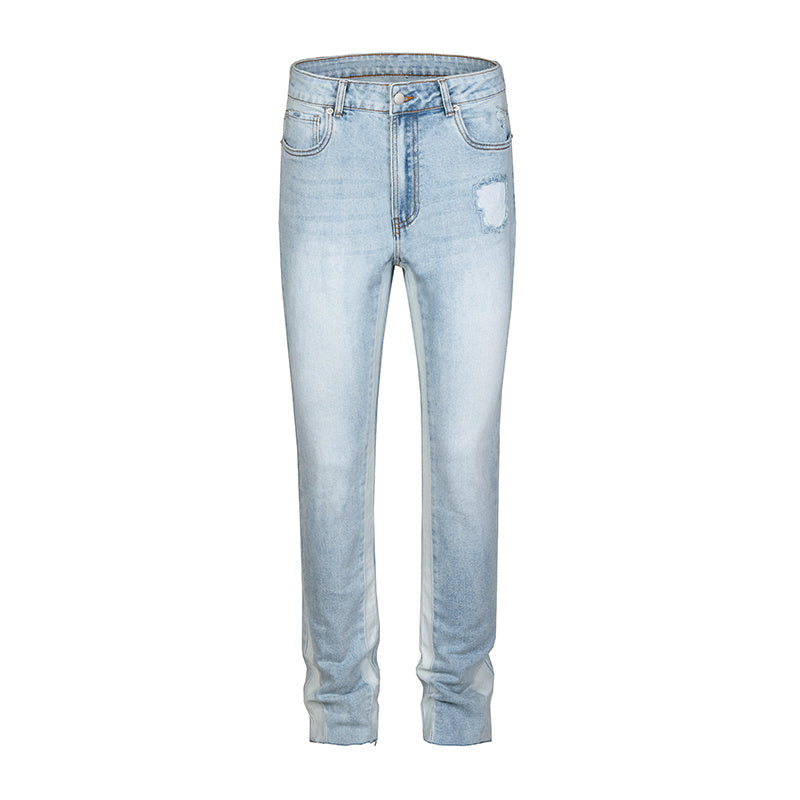 High Street Stitching Contrast Color Jeans
