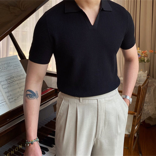 V-neck Lapel Short-sleeved Shirt