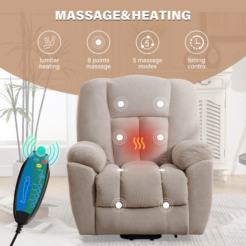 Power Lift Recliner Chair Recliners with Heat And Massage, Infinite Position, Side Pocket and USB Charge Port