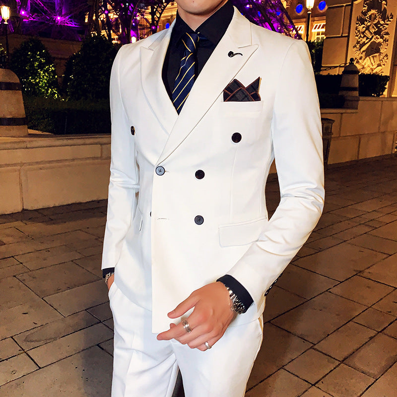 Slim Fit Professional Double Breasted Three-Piece Suit