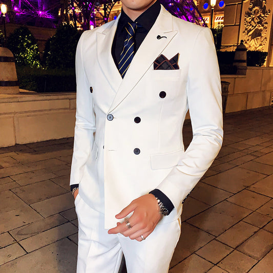 Slim Fit Professional Double Breasted Three-Piece Suit