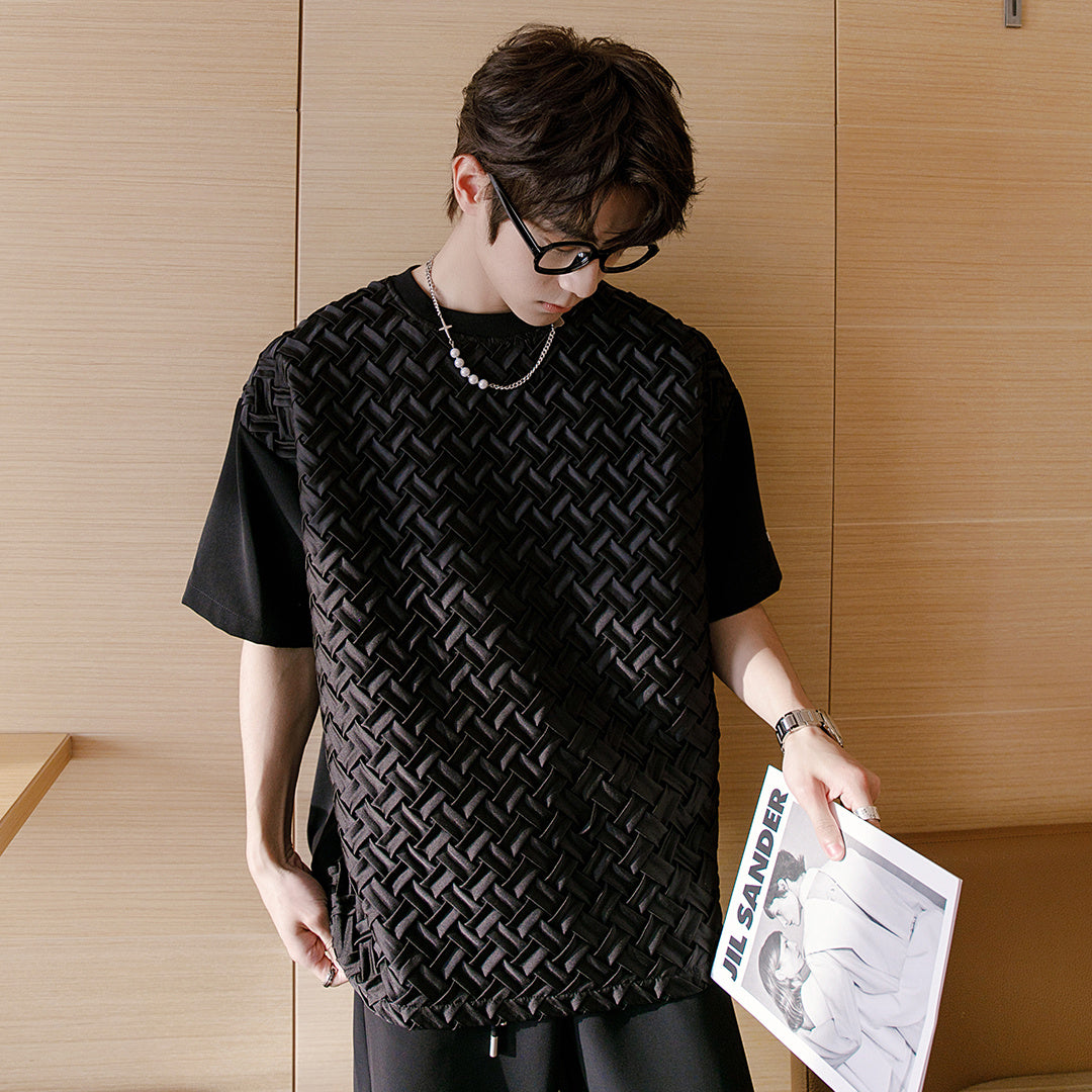 Crew Neck Woven Short Sleeve Shirt