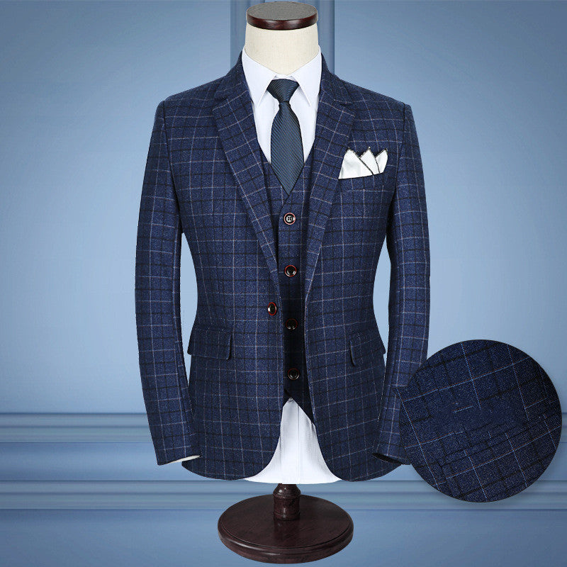 Plaid Three-Piece Business Suit