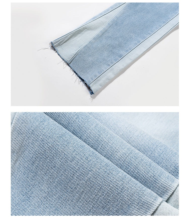 High Street Stitching Contrast Color Jeans