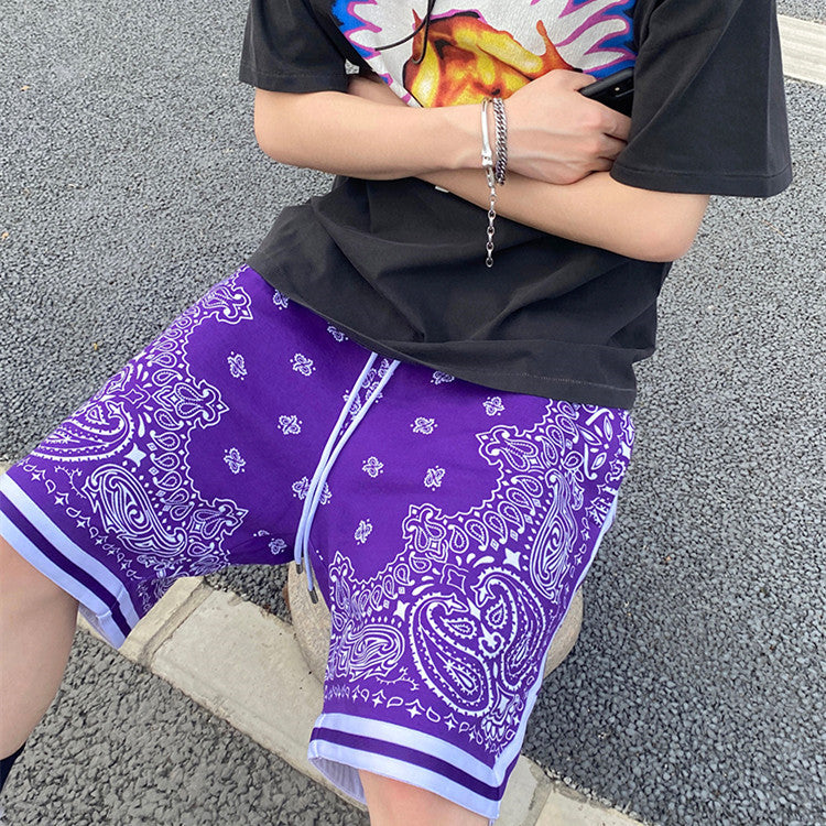 Bandana Print Loose Basketball Shorts