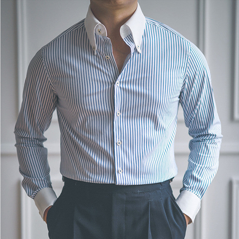 Slim Fit Striped Button Down Shirt