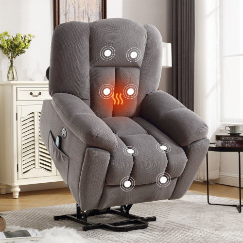 Power Lift Recliner Chair Recliners with Heat And Massage, Infinite Position, Side Pocket and USB Charge Port