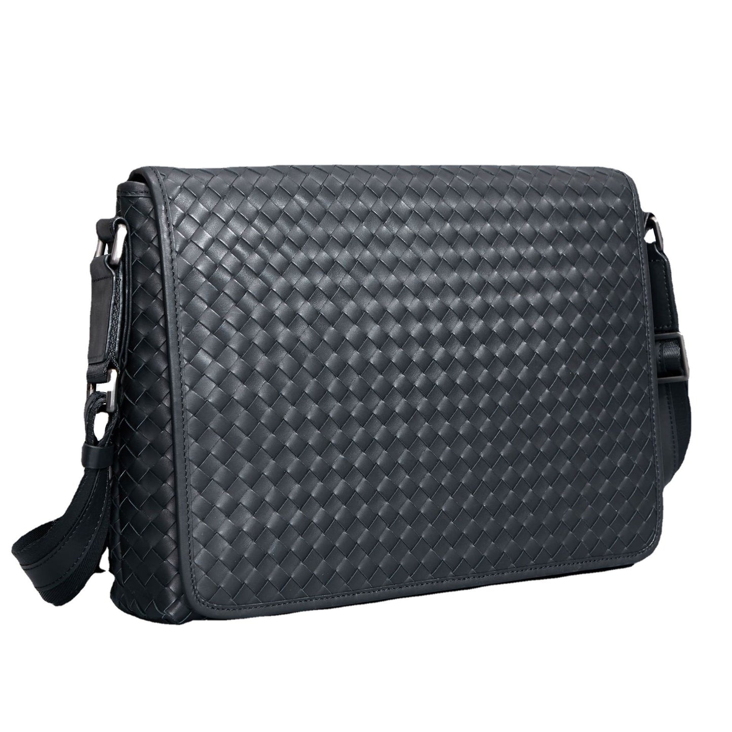 Leather Woven Messenger Bag