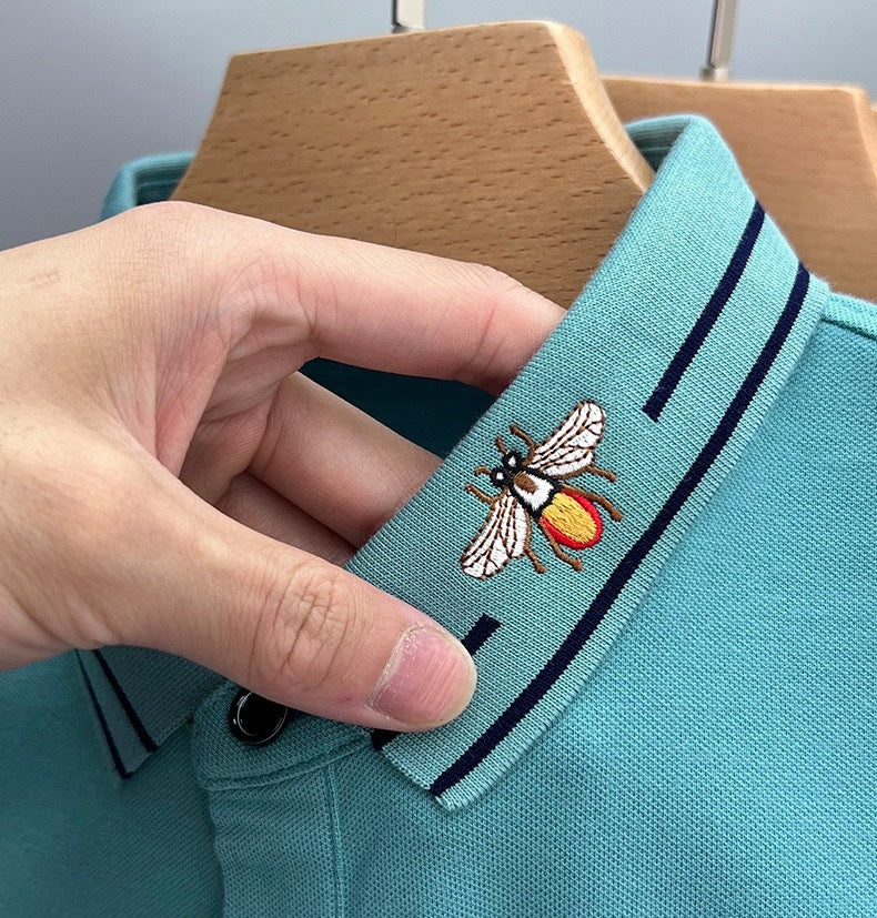 Embroidered Collar Short Sleeve Polo